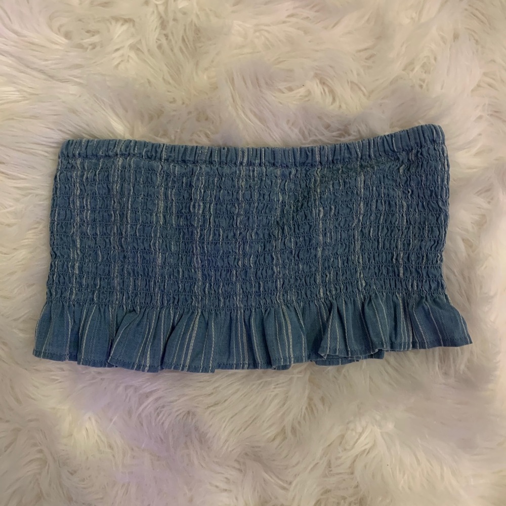 Blue & White striped tube top